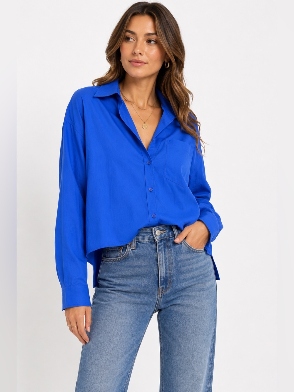 Athleta Cobalt Blue Button-Down Shirt
